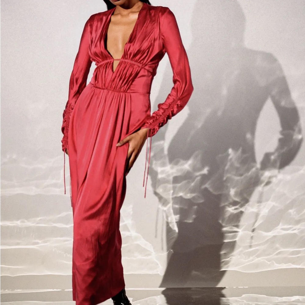 Alejandra Alonso Rojas red silk satin dress sz 8